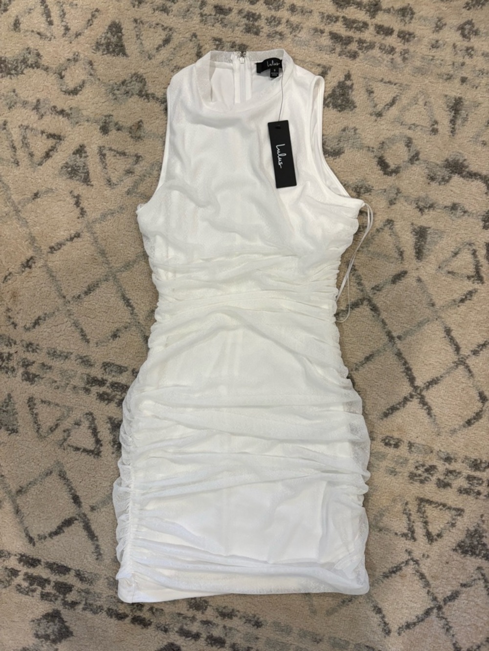 Lulu's White Ruched Tank Mini Dress